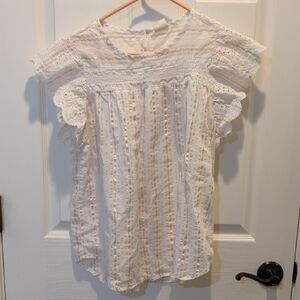 Elegant White Lace Trim Blouse